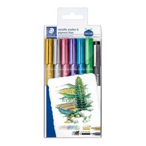 ماژیک متالیک 6 رنگ استدلر Staedtler Metallic Marker به همراه راپید